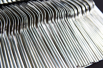 Image showing close up of pile  fork on tray