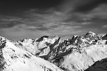 Image showing Black and white snowy peaks