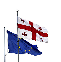 Image showing Flags of Georgia and European Union