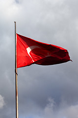 Image showing Turkish flag on flagpole