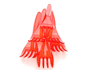 Image showing Red Plastic Forks