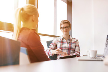 Image showing young business people group on meeting at office