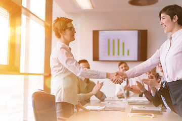 Image showing business womans handshake