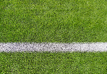 Image showing close up of football field with line and grass