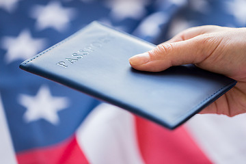 Image showing close up of hand with american passport