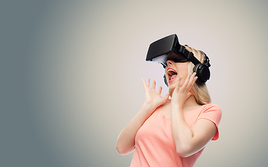 Image showing woman in virtual reality headset or 3d glasses