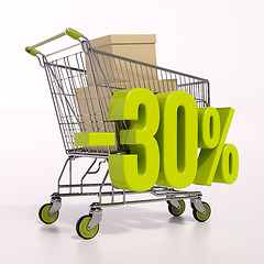 Image showing Shopping cart and percentage sign, 30 percent