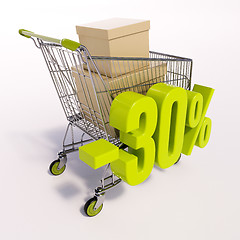 Image showing Shopping cart and percentage sign, 30 percent