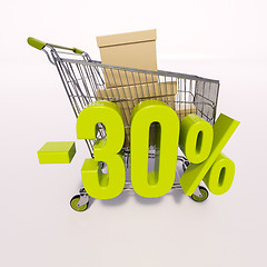 Image showing Shopping cart and percentage sign, 30 percent