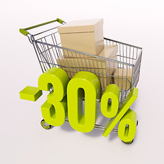 Image showing Shopping cart and percentage sign, 30 percent