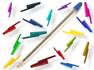 Image showing Pen With Multicolored Caps
