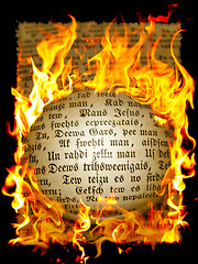 Image showing Old Text In Flame