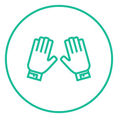 Image showing Motorcycle gloves line icon.