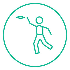 Image showing Man playing with flying disc line icon.