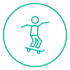 Image showing Man riding on skateboard  line icon.