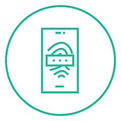 Image showing Mobile phone scanning fingerprint line icon.