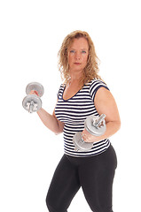 Image showing Woman workout with dumbbells.