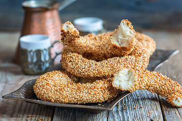 Image showing Turkish bagels with sesame seeds.