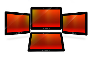 Image showing tablets with red image isolated on white