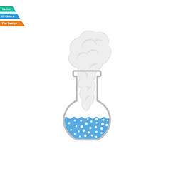 Image showing Flat design icon of chemistry bulb with reaction inside