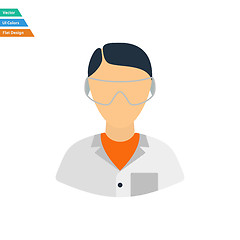 Image showing Flat design icon of chemist in eyewear