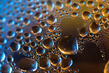 Image showing water drops on blue and orange background