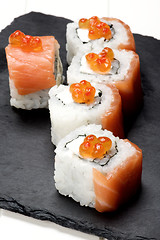 Image showing Salmon and Caviar Sushi