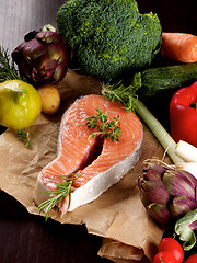 Image showing Salmon with Vegetables