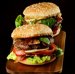 Image showing Two Tasty Hamburgers