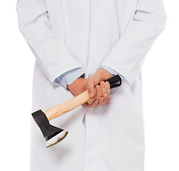 Image showing Evil medic holding a small axe