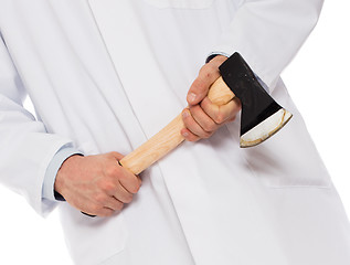 Image showing Evil medic holding a small axe