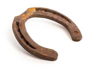 Image showing Old rusty horseshoe, selective focus