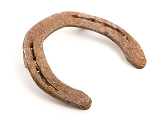 Image showing Old rusty horseshoe, selective focus