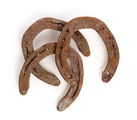 Image showing Old rusty horseshoes