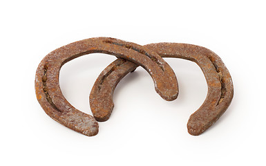 Image showing Old rusty horseshoes