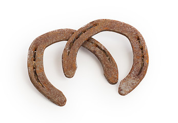 Image showing Old rusty horseshoes