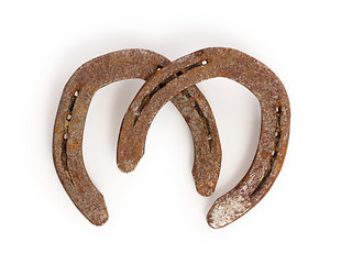 Image showing Old rusty horseshoes