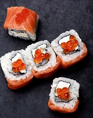 Image showing Salmon and Caviar Sushi