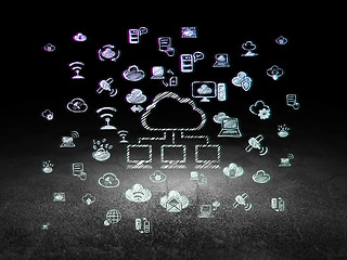 Image showing Cloud technology concept: Cloud Network in grunge dark room