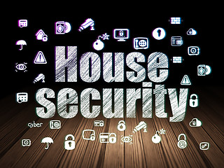 Image showing Security concept: House Security in grunge dark room