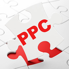 Image showing Marketing concept: PPC on puzzle background