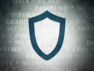 Image showing Protection concept: Contoured Shield on Digital Data Paper background