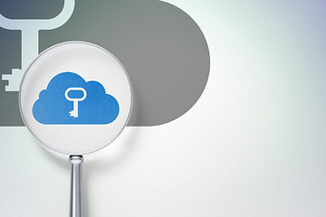 Image showing Cloud computing concept:  Cloud With Key with optical glass on digital background