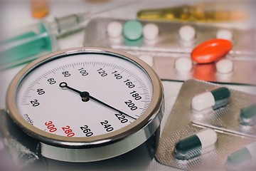 Image showing High blood pressure - hypertensive crisis and medications to tre