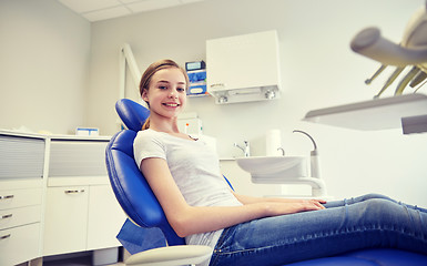 Image showing happy patient girl at dental clinic office