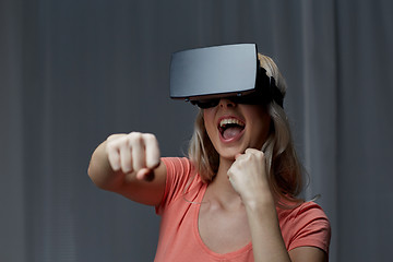 Image showing woman in virtual reality headset or 3d glasses