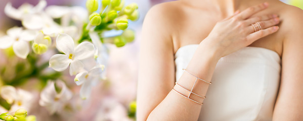 Image showing close up of beautiful woman with ring and bracelet