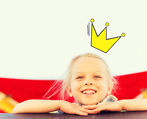 Image showing happy little girl climbing on children playground