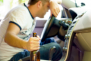 Image showing Drunk man sleeping in the car