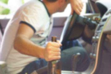 Image showing Drunk man sleeping in the car